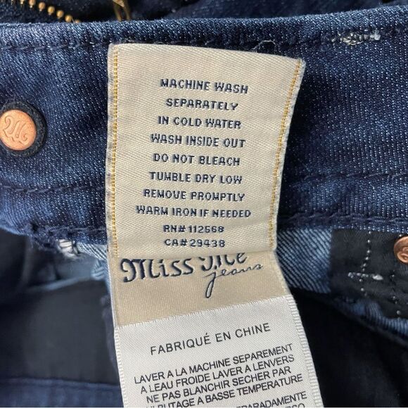 Miss Me Y2K Jeans Women's Size 29 Bling Rhinestone Back Flap Bootcut Dark Wash - Picture 11 of 12